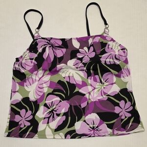 Merona Floral Bikini Tankini Top - Purple, Green, Black